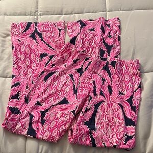 Lilly Pulitzer Vibrant Pink and Dark Blue Flare Leg Pants